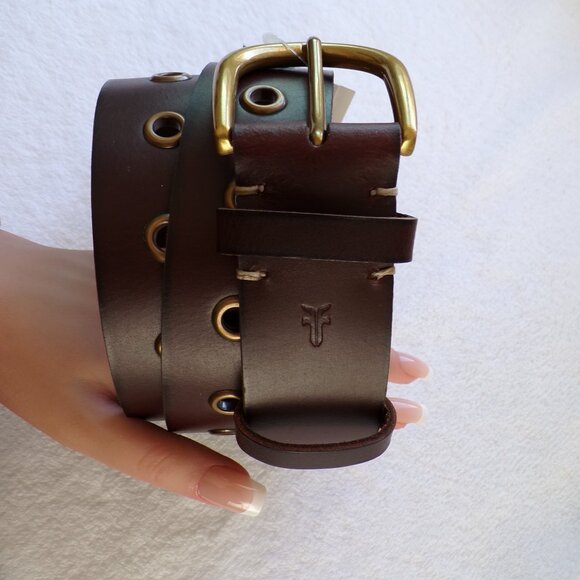 Frye Genuine Leather Grommet Belt, Western Bronze Unisex Adjustable Comfortable main image 5